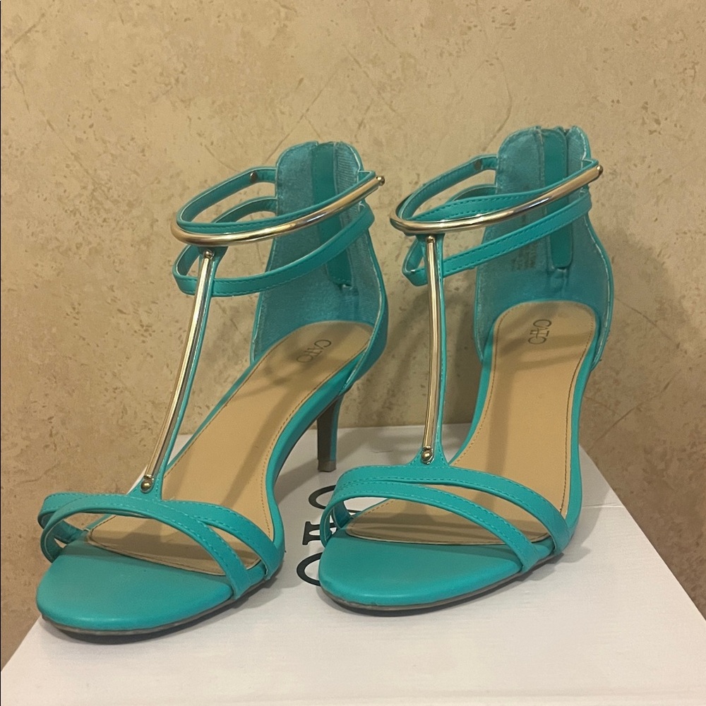 Elegant Turquoise Heeled Sandals